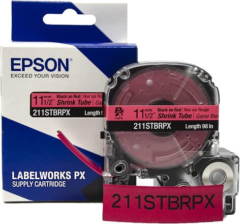 Epson LABELWORKS 205STBRPX Shrink Tube - Black on Red - 5mm, AWG 8-12 in Saudi Arabia