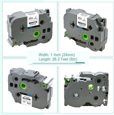 شريط ملصقات Topcolor 3 عبوات PT-D610BT 24 مم 0.94 بوصة أبيض مصفح متوافق مع Brother Tze-251 Tze251 Tz-251 Tz251 24 مم Tze P Touch Tz 1 بوصة شريط أبيض لـ PTD600 PTP710BT PTD600VP PTP700 PTP750W in Kuwait