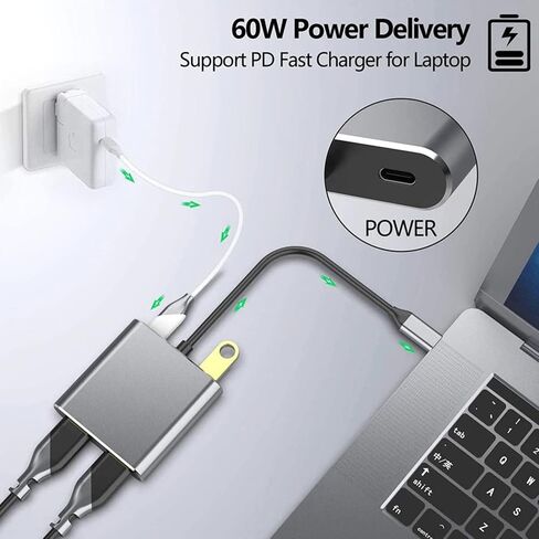 USB C to Dual HDmi Adapter, Display Adapter USB C Adapter, Built in PCB Anti Interference Design, 5Gbps USB 3.0 Transfer Rate, for OS X Series Win System, for Android in Saudi Arabia