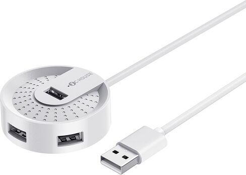 Madevil 4-Port USB Hub Ultra-Light Portable Data Hub 4-in-1 USB 2.0 Charging Hub Compact Multiport Hub with 1.5M Extended USB Power Cable Universally Compatible with Phones, Tablets & More (White) in Kuwait