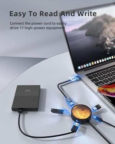Madevil 4-Port USB Hub مركز بيانات محمول خفيف للغاية 4 في 1 USB 2.0 محور شحن مدمج متعدد المنافذ مع كابل طاقة USB ممتد 1.5 متر متوافق عالميًا مع الهواتف والأجهزة اللوحية والمزيد (أبيض) in Saudi Arabia