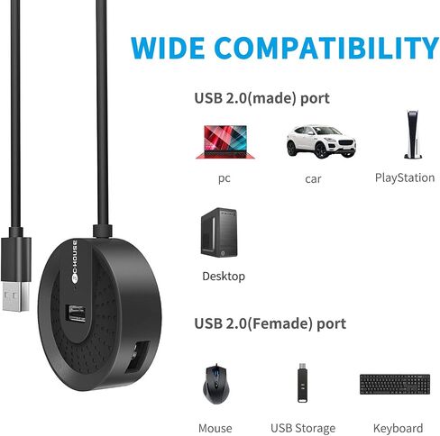 Madevil 4-Port USB Hub Ultra-Light Portable Data Hub 4-in-1 USB 2.0 Charging Hub Compact Multiport Hub with 1.5M Extended USB Power Cable Universally Compatible with Phones, Tablets & More (White) in Kuwait