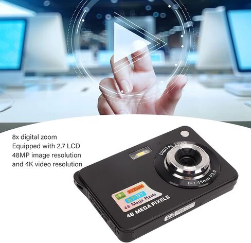 Digital Camera for Kids Teens Boys Girls Adults, 48MP 8X Zoom Digital Camera, Anti Shake Pocket Compact Portable Mini Rechargeable Camera, Gifts for Students Teens in Saudi Arabia