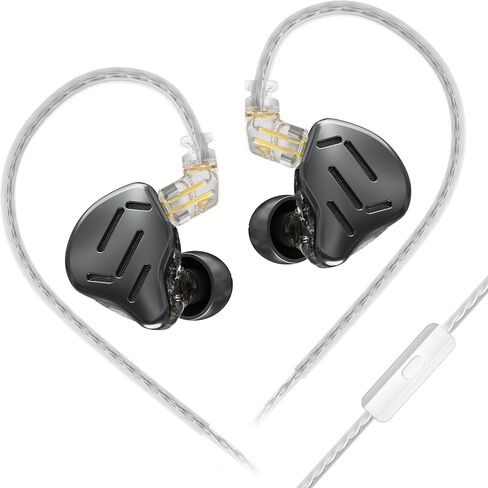 سماعات أذن KZ Zax 7BA+1DD Hybrid 16 سائق هاي فاي سلكية بخاصية إلغاء الضوضاء، سماعة أذن معدنية بهيكل من سبيكة الزنك في شاشة الأذن مع مقبس 3.5 مم كابل قابل للفصل 2 دبوس 0.75 مم (مع ميكروفون، أسود) in Saudi Arabia
