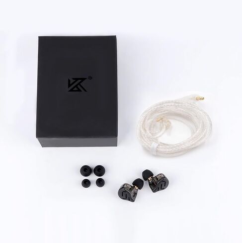 سماعات أذن KZ Zax 7BA+1DD Hybrid 16 سائق هاي فاي سلكية بخاصية إلغاء الضوضاء، سماعة أذن معدنية بهيكل من سبيكة الزنك في شاشة الأذن مع مقبس 3.5 مم كابل قابل للفصل 2 دبوس 0.75 مم (مع ميكروفون، أسود) in Saudi Arabia
