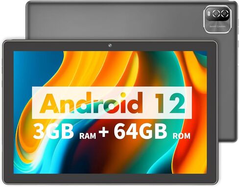 VOLENTEX Tablet 10 Inch 3GB RAM 64GB ROM 512GB Expand Android 12, Tablets PC,Quad Core Processor, WiFi, 10.1'' IPS HD Display, 6000mAh Battery, 2MP+8MP Camera,GMS,Type C,Bluetooth in Kuwait