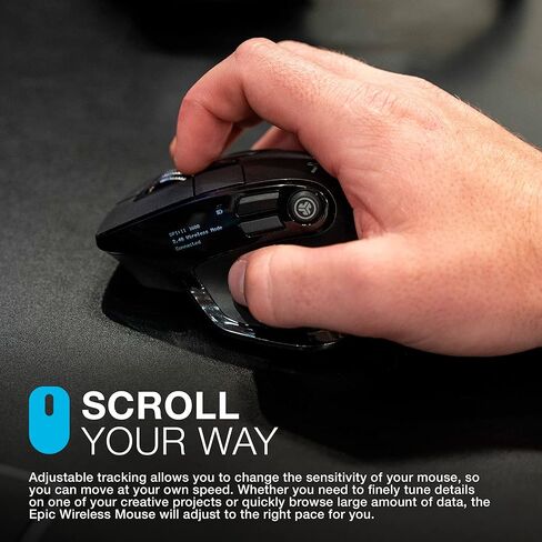 JLab Epic Wireless Mouse, Connect Via Bluetooth or USB Wireless Dongle, Multi-Device Toggle, Up to 3 Devices, OLED Display, Custom User Profiles, Adjustable Tracking, Full-Size, (4 Pack) in Saudi Arabia