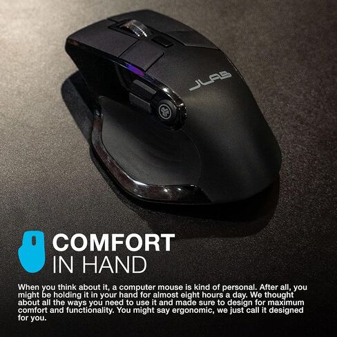 JLab Epic Wireless Mouse, Connect Via Bluetooth or USB Wireless Dongle, Multi-Device Toggle, Up to 3 Devices, OLED Display, Custom User Profiles, Adjustable Tracking, Full-Size, (4 Pack) in Saudi Arabia