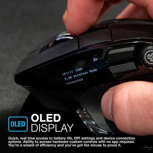 JLab Epic Wireless Mouse, Connect Via Bluetooth or USB Wireless Dongle, Multi-Device Toggle, Up to 3 Devices, OLED Display, Custom User Profiles, Adjustable Tracking, Full-Size, (4 Pack) in Saudi Arabia