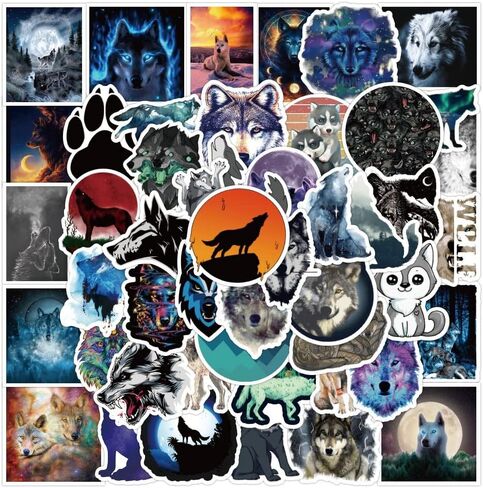 Zutena 100pcs Wolf Stickers for Water Bottles Laptop Phone Case Skateboard Computer iPad Notebook,Waterproof Vinyl Wolf Stickers Decals Pack for Kids Boys Teens Party Favors in Kuwait