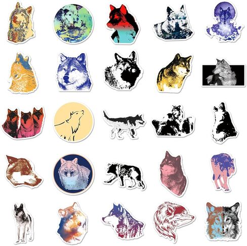 Zutena 100pcs Wolf Stickers for Water Bottles Laptop Phone Case Skateboard Computer iPad Notebook,Waterproof Vinyl Wolf Stickers Decals Pack for Kids Boys Teens Party Favors in Kuwait