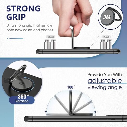 حامل حلقي للهاتف من ORIbox بمسند للأصابع، حامل مقبض معدني لتركيب السيارة المغناطيسي متوافق مع iPhone 12 Pro max/12Pro/12/12 Mini، لجميع هواتف iPhone وSamsung Galaxy، أسود in Kuwait