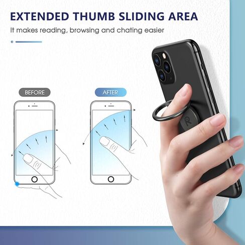 حامل حلقي للهاتف من ORIbox بمسند للأصابع، حامل مقبض معدني لتركيب السيارة المغناطيسي متوافق مع iPhone 12 Pro max/12Pro/12/12 Mini، لجميع هواتف iPhone وSamsung Galaxy، أسود in Kuwait
