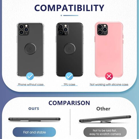 حامل حلقي للهاتف من ORIbox بمسند للأصابع، حامل مقبض معدني لتركيب السيارة المغناطيسي متوافق مع iPhone 12 Pro max/12Pro/12/12 Mini، لجميع هواتف iPhone وSamsung Galaxy، أسود in Kuwait