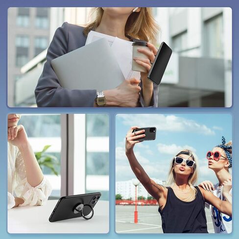 حامل حلقي للهاتف من ORIbox بمسند للأصابع، حامل مقبض معدني لتركيب السيارة المغناطيسي متوافق مع iPhone 12 Pro max/12Pro/12/12 Mini، لجميع هواتف iPhone وSamsung Galaxy، أسود in Kuwait