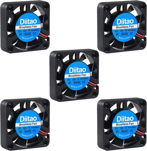 Diitao 5PCS 4010 12V مروحة تبريد، 40x40x10mm مروحة تبريد بدون فرش مع ضوء RGB، 0.05A مروحة تبريد تمامًا للطابعة ثلاثية الأبعاد DVR PC (2-Pin DC 12V RGB متعدد الألوان) in Kuwait