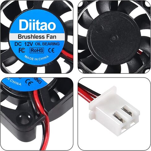 Diitao 5PCS 4010 12V مروحة تبريد، 40x40x10mm مروحة تبريد بدون فرش مع ضوء RGB، 0.05A مروحة تبريد تمامًا للطابعة ثلاثية الأبعاد DVR PC (2-Pin DC 12V RGB متعدد الألوان) in Kuwait