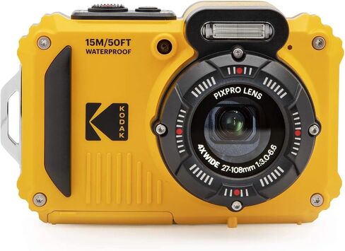 كاميرا Kodak PIXPRO WPZ2 الرقمية القوية المقاومة للماء بدقة 16 ميجابكسل مع تكبير 4X (أصفر) حزمة مع حافظة وبطاقة MicroSD سعة 32 جيجابايت (3 عناصر) in Saudi Arabia