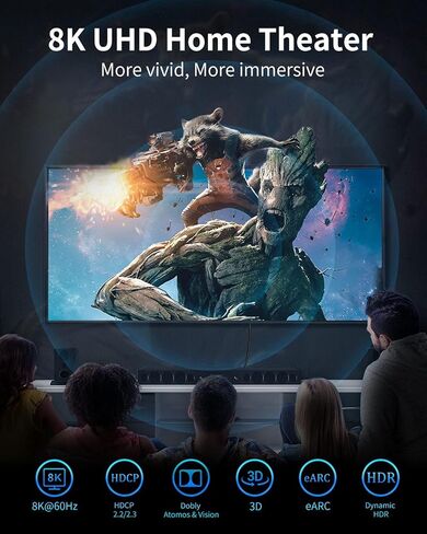 كابل HDMI من الألياف الضوئية Silkland 8K بطول 100 قدم، [آمن داخل الحائط] كابل HDMI 2.1 للألعاب والمسرح المنزلي 120/144 إطارًا في الثانية، ARC/eARC، HDR، HDCP2.2&2.3 متوافق مع PS5، Xbox، Roku/LG/Sony/Apple تلفزيون، آر تي إكس 3090 in Kuwait