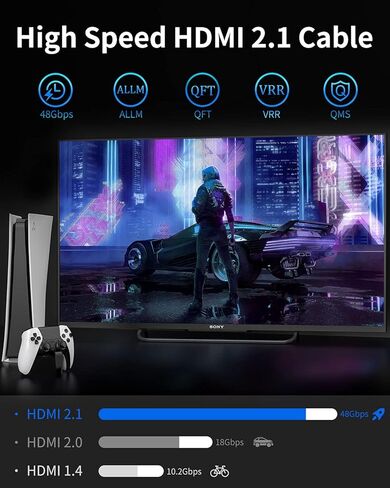 كابل HDMI من الألياف الضوئية Silkland 8K بطول 100 قدم، [آمن داخل الحائط] كابل HDMI 2.1 للألعاب والمسرح المنزلي 120/144 إطارًا في الثانية، ARC/eARC، HDR، HDCP2.2&2.3 متوافق مع PS5، Xbox، Roku/LG/Sony/Apple تلفزيون، آر تي إكس 3090 in Kuwait