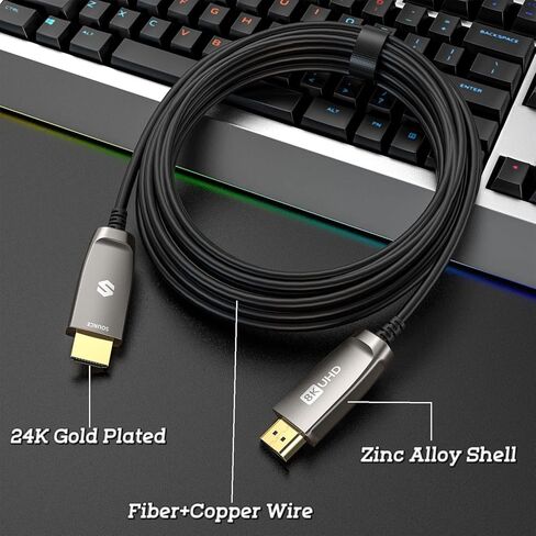 كابل HDMI من الألياف الضوئية Silkland 8K بطول 100 قدم، [آمن داخل الحائط] كابل HDMI 2.1 للألعاب والمسرح المنزلي 120/144 إطارًا في الثانية، ARC/eARC، HDR، HDCP2.2&2.3 متوافق مع PS5، Xbox، Roku/LG/Sony/Apple تلفزيون، آر تي إكس 3090 in Kuwait