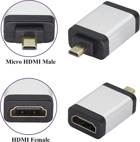 محول AAOTOKK Micro HDMI إلى HDMI، (النوع D) وصلة Micro HDMI ذكر إلى HDMI أنثى لأجهزة موصل منفذ HDMI الصغير 4K 60 هرتز للكاميرا والكمبيوتر المحمول والكمبيوتر اللوحي والتلفزيون عالي الدقة وجهاز العرض (عبوة من قطعتين/برتقالي) in Kuwait