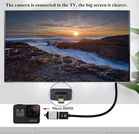 محول AAOTOKK Micro HDMI إلى HDMI، (النوع D) وصلة Micro HDMI ذكر إلى HDMI أنثى لأجهزة موصل منفذ HDMI الصغير 4K 60 هرتز للكاميرا والكمبيوتر المحمول والكمبيوتر اللوحي والتلفزيون عالي الدقة وجهاز العرض (عبوة من قطعتين/برتقالي) in Kuwait