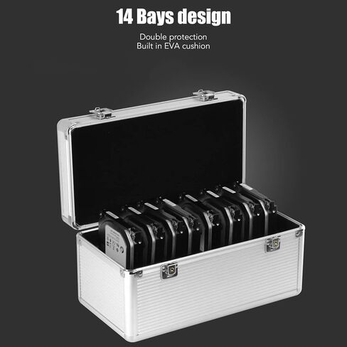 14 Bays Hard Drive Storage Case for 8 Bays 3.5 inch, 6 Bays 2.5 inch HDD, Aluminum and EVA Hard Drive Case, Shockproof Hard Disk Protection Box for 3.5 inch Hard Disk in Saudi Arabia