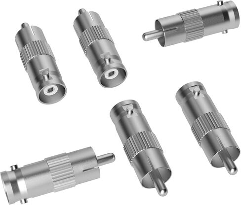 Elecan BNC to RCA Adapter (6 Pack) BNC Male to RCA Female Connector Coaxial Coax RG6 Adapter Kit Coupler for CCTV-6/10/20 Pack+4 Types for Selection in Kuwait