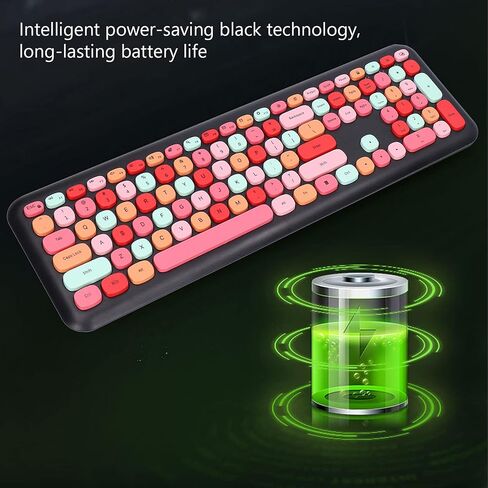Girl 110Keys Keyboard Mouse Combo, Retro Mixed Color Keyboard with Cute Mouse Set, 1200 DPI 3Keys Wireless Mouse for Gaming PC (Mixed Color Keyboard and Mouse Set) in Saudi Arabia