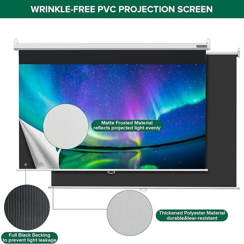 شاشة عرض، شاشة عرض خارجية مقاس 100 بوصة من CENTURY-STAR، شاشة أفلام خارجية قابلة للطي بنسبة 16:9 عالية الدقة وخالية من التجاعيد، شاشة عرض محمولة مع حقيبة حمل للمسرح المنزلي في الفناء الخلفي in Kuwait