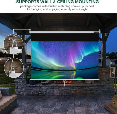 شاشة عرض، شاشة عرض خارجية مقاس 100 بوصة من CENTURY-STAR، شاشة أفلام خارجية قابلة للطي بنسبة 16:9 عالية الدقة وخالية من التجاعيد، شاشة عرض محمولة مع حقيبة حمل للمسرح المنزلي في الفناء الخلفي in Kuwait