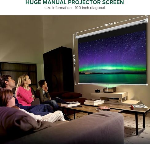 شاشة عرض، شاشة عرض خارجية مقاس 100 بوصة من CENTURY-STAR، شاشة أفلام خارجية قابلة للطي بنسبة 16:9 عالية الدقة وخالية من التجاعيد، شاشة عرض محمولة مع حقيبة حمل للمسرح المنزلي في الفناء الخلفي in Kuwait