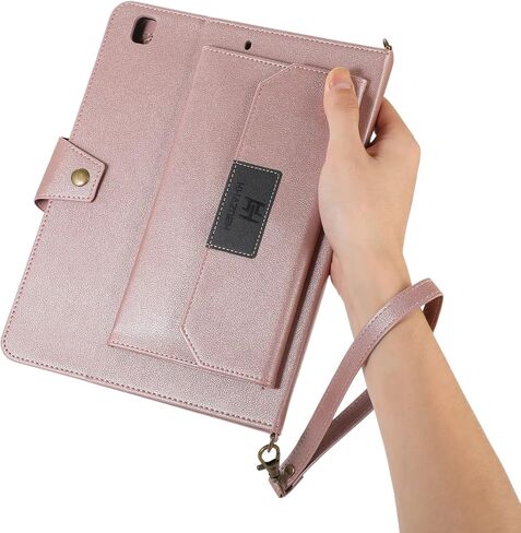 Wallet case for iPad Mini6 8.3 inch，iPad Mini 6th Generation 2021 case PU Leather with Shoulder Strap Pen Holder Hand Strap Card Holder Pocket Kickstand (iPad Mini6（2021）, Brown) in Kuwait