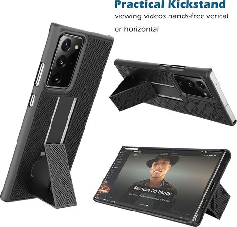 حافظة Tiflook لهاتف Samsung Note 20 مقاس 6.7 بوصة مع حامل مدمج ومشبك حزام وغطاء مضاد للصدمات، وحافظة لهاتف Samsung Galaxy Note 20 - أسود in Kuwait
