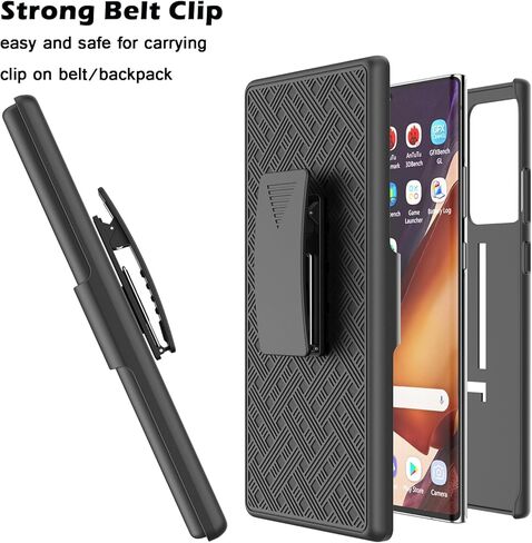 حافظة Tiflook لهاتف Samsung Note 20 مقاس 6.7 بوصة مع حامل مدمج ومشبك حزام وغطاء مضاد للصدمات، وحافظة لهاتف Samsung Galaxy Note 20 - أسود in Kuwait
