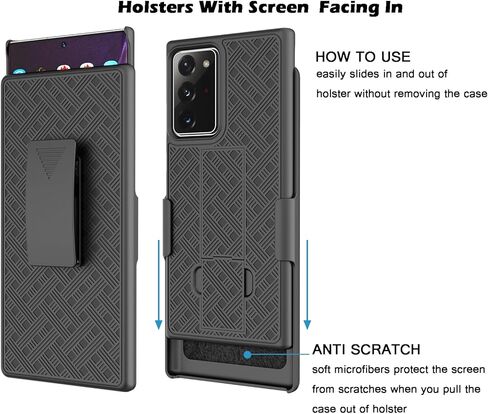 حافظة Tiflook لهاتف Samsung Note 20 مقاس 6.7 بوصة مع حامل مدمج ومشبك حزام وغطاء مضاد للصدمات، وحافظة لهاتف Samsung Galaxy Note 20 - أسود in Kuwait