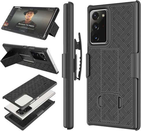 حافظة Tiflook لهاتف Samsung Note 20 مقاس 6.7 بوصة مع حامل مدمج ومشبك حزام وغطاء مضاد للصدمات، وحافظة لهاتف Samsung Galaxy Note 20 - أسود in Kuwait