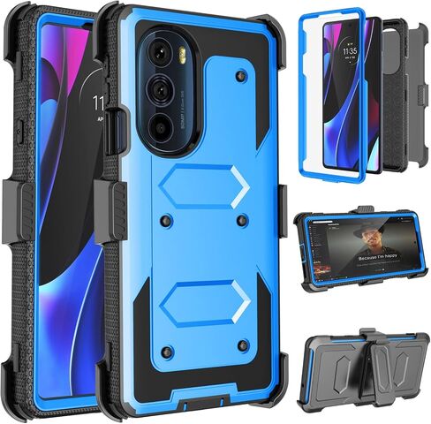 حافظة Takfox Moto Edge Plus 2022، لهاتف Motorola Edge+2022/ X30/Moto Edge 30 Pro حافظة 2022 بمشبك حزام، [واقي شاشة مدمج] [مسند] غطاء متين مقاوم للصدمات شديد التحمل - أخضر in Kuwait