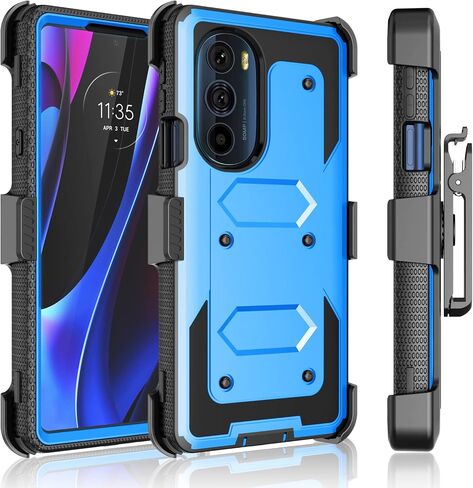 حافظة Takfox Moto Edge Plus 2022، لهاتف Motorola Edge+2022/ X30/Moto Edge 30 Pro حافظة 2022 بمشبك حزام، [واقي شاشة مدمج] [مسند] غطاء متين مقاوم للصدمات شديد التحمل - أخضر in Kuwait