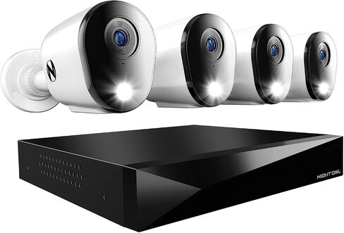 نظام كاميرا مراقبة منزلية للفيديو Night Owl 2-Way Audio 12 قناة DVR مع (4) كاميرات ردع داخلية/خارجية سلكية بدقة 2K HD ومحرك أقراص ثابت سعة 1 تيرابايت (إضافة ما يصل إلى 4 كاميرات سلكية و4 Wi-Fi أخرى) in Saudi Arabia