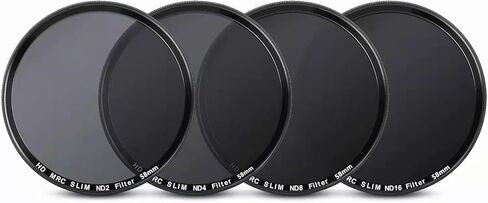 فلتر عدسة كثافة محايدة ND2 ND4 ND8 ND16 مقاس 58 ملم، فلتر ان دي مطلي مقاوم للماء ورفيع للغاية (58 ملم) in Kuwait