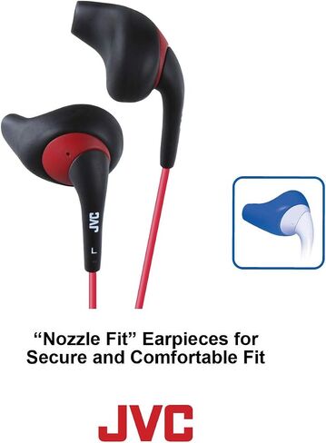 JVC White and Orange Nozzel Secure Comfort Fit Sweat Proof Gumy Sport Earbuds with long colored cord HA-ENR15W in Saudi Arabia