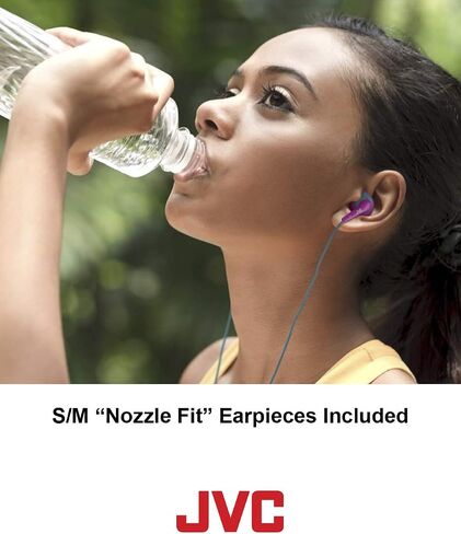 JVC White and Orange Nozzel Secure Comfort Fit Sweat Proof Gumy Sport Earbuds with long colored cord HA-ENR15W in Saudi Arabia