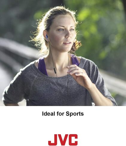 JVC White and Orange Nozzel Secure Comfort Fit Sweat Proof Gumy Sport Earbuds with long colored cord HA-ENR15W in Saudi Arabia