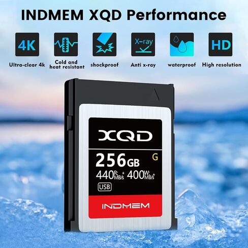 INDMEM XQD 128GB Memory Cards, 5X Tough MLC XQD Flash Memory Cards High Speed G Series| Max Read 440MB/s, Max Write 400MB/s in Kuwait