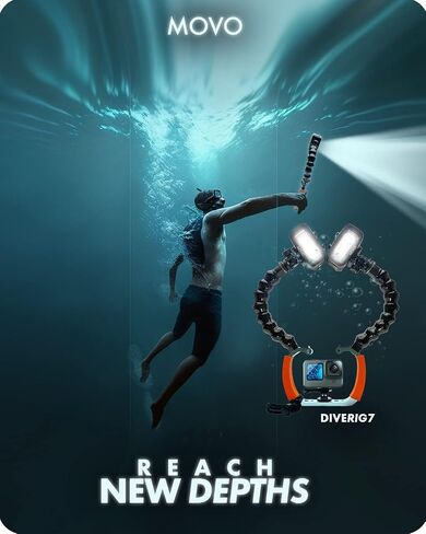 Movo DiveRig7 Underwater Video/Photo Diving Rig for Scuba and Snorkeling - Compact Action Camera Cage Dive Rig, Waterproof Lights with Flexible Arm Mounts - Compatible with GoPro, DJI Osmo, Insta360 in Saudi Arabia