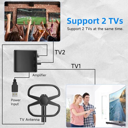 TV Antenna 950 Miles Long Range -2023 Newest Digital TV Antenna 360° Adjustable/Reception Amplified Indoor Outdoor Antenna Support 8K 4K 1080p and All Older TV-Signal Booster with 36ft Coaxial Cable in Kuwait