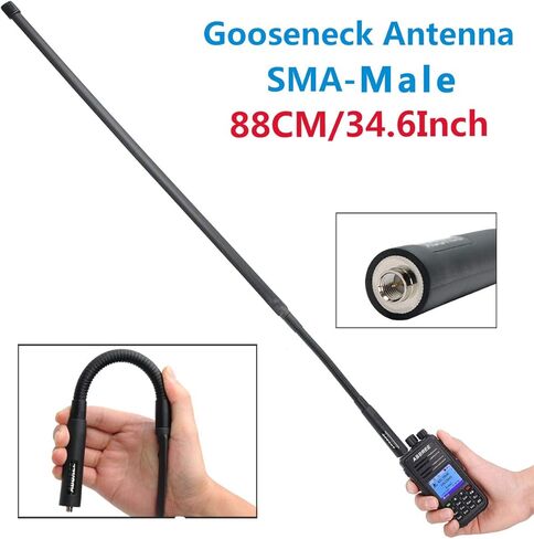 ABBREE AR-152G Gooseneck SMA-Male Connector Dual Band 144/430Mhz 88CM/34.6-Inch Foldable Tactical Antenna for GMRS Radio Yaesu TYT Wouxun Ham Two Way Radio in Kuwait