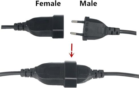 Tekit European EU 2 Prong Power Cord Cable VDE Male to Female Power Extension Cord Cable M/F for PC Computer PDU UPS (3M) in Kuwait